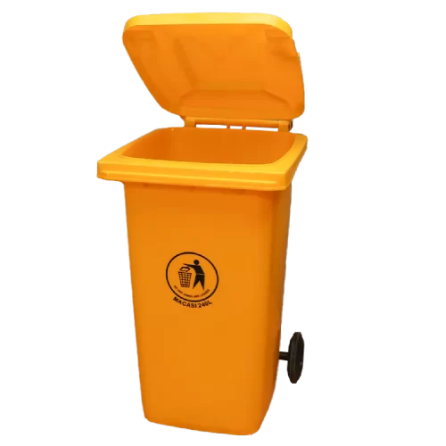 Basurero 240 litros c/ruedas - Amarillo
