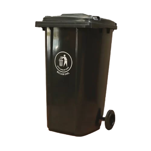 Basurero 240 litros c/ruedas - gris